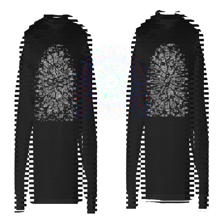 ノートルダム ステンドグラス ロゼッタ ウィンドウ 長袖Tシャツ