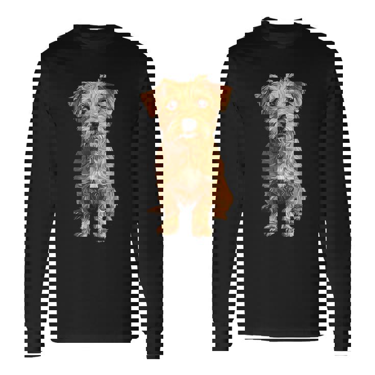 ノーフォークテリア 犬 モチーフ ペット アートワーク ノーフォークテリア 長袖Tシャツ