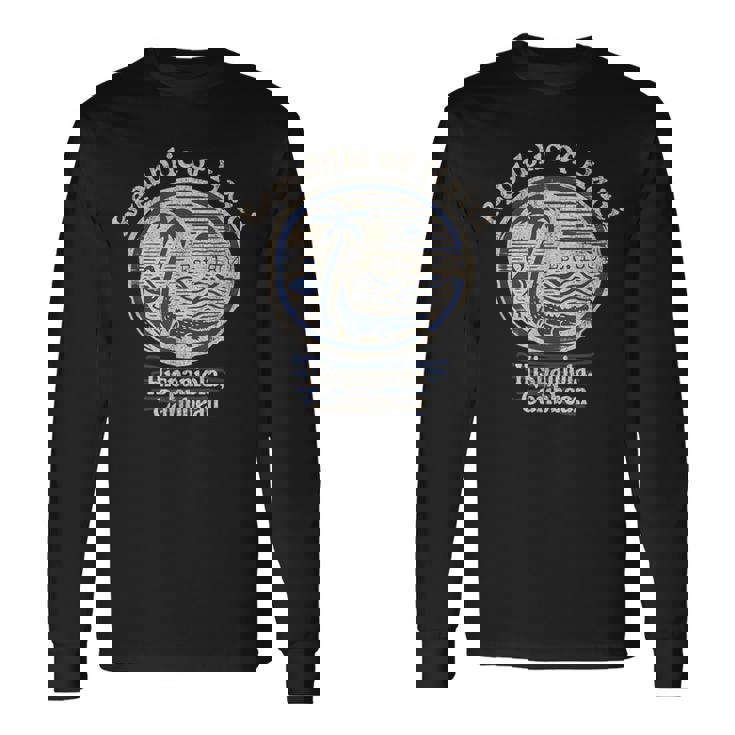 ハイチヴィンテージフラミンゴワニハイチバケーションお土産 長袖Tシャツ