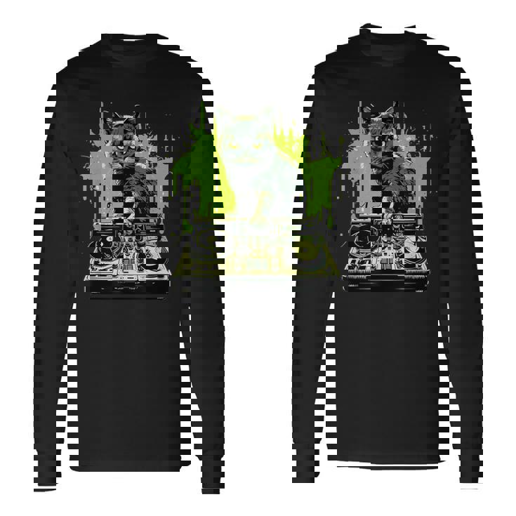 ハウスキャット レインボー Dj 猫 キティ 長袖Tシャツ