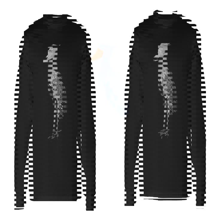 ハシビロコウ 鳥 動物 図 バードウォッチング 贈り物 鳥類学者 生物学者 自然科学 長袖Tシャツ