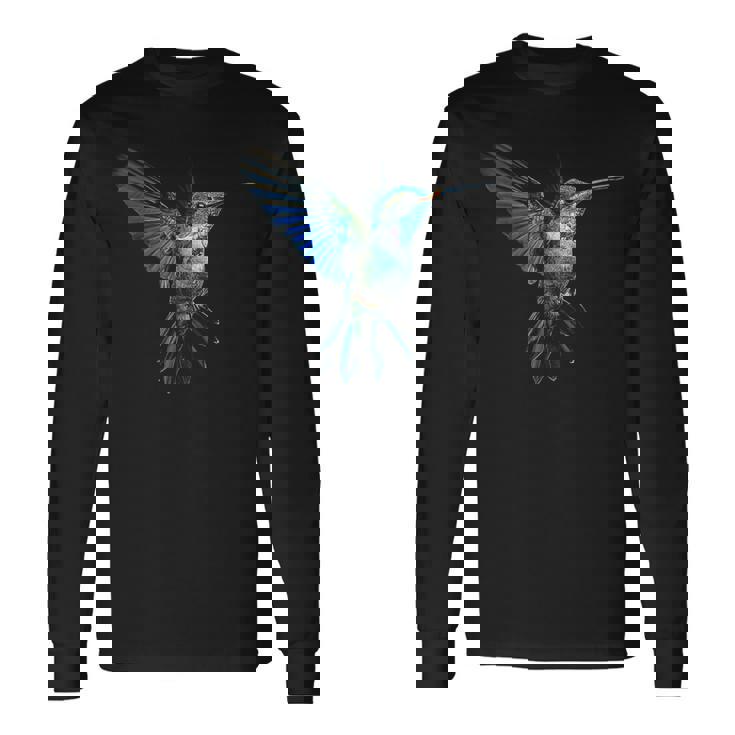 ハチドリ 鳥モチーフ 動物 イラスト ハチドリ 長袖Tシャツ