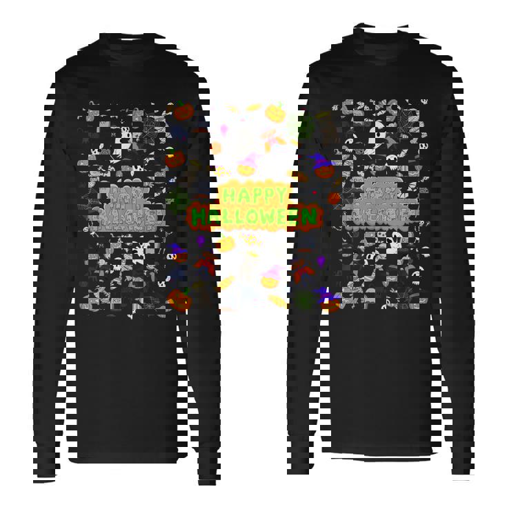 ハッピーハロウィンのレトロな怖いかわいい不気味なギフト 長袖Tシャツ