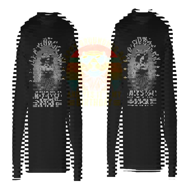 ハッピーマーモットの日、誕生日、クールなマーモット 長袖Tシャツ