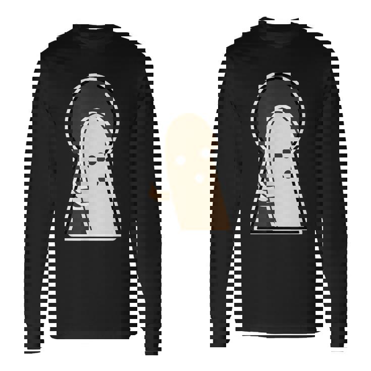 ハニワ くん 埴輪『古墳の 窓から』【ゆるフレンズ】歴史土器 キャラクター かわいい イラスト 面白い 長袖Tシャツ