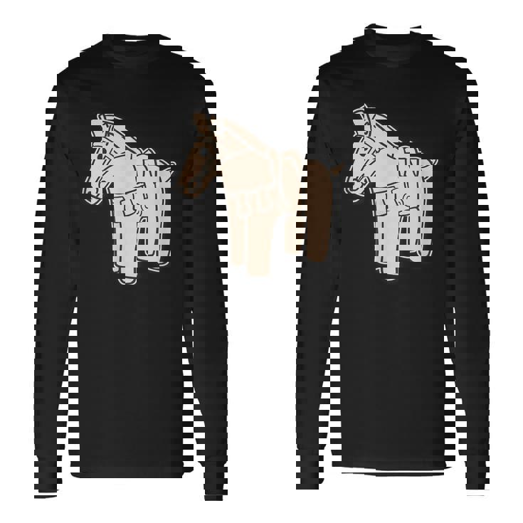 ハニワの馬 埴輪【ゆるフレンズ】歴史土器 シンプル かわいい イラスト 長袖Tシャツ