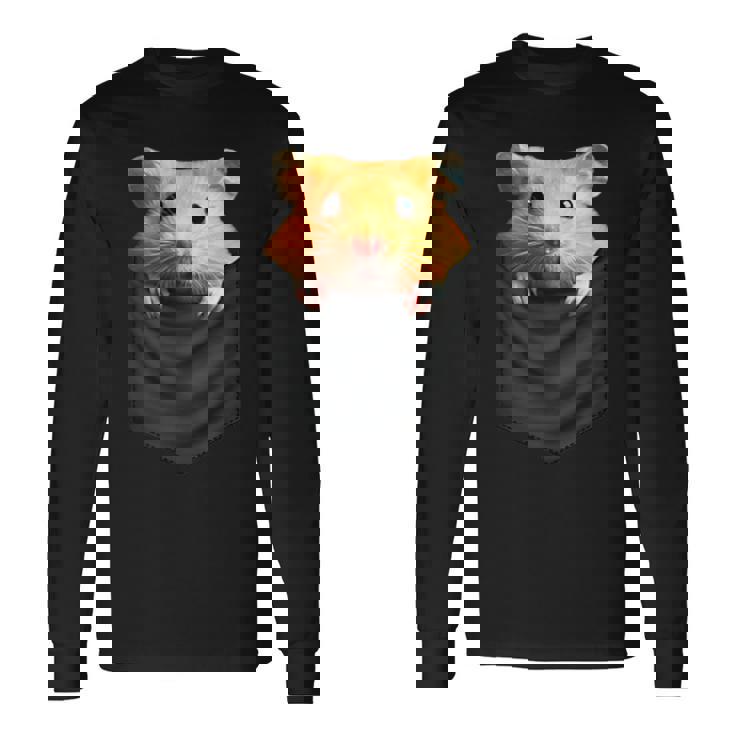 ハムスター 面白いtシャツ 胸ポケット かわいい メンズ 子供 おもしろ 服 雑貨 グッズ ネタ ゆるキャラ 長袖Tシャツ