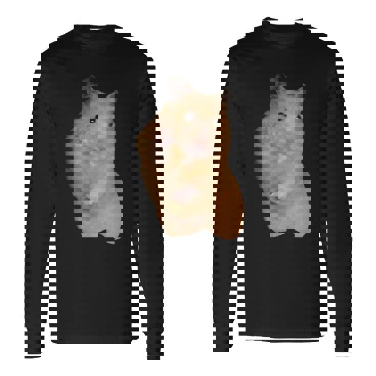 ハムスターミーム ピースサイン付き 長袖Tシャツ