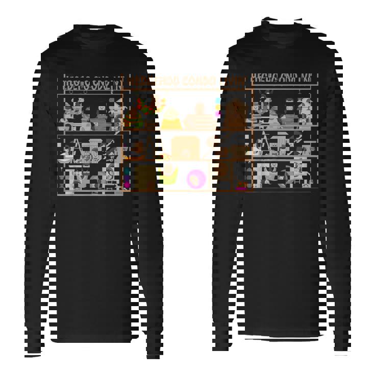 ハリネズミのコンドミニアムの生活のおもちゃ ヘイベッドの隠れ家の家 長袖Tシャツ