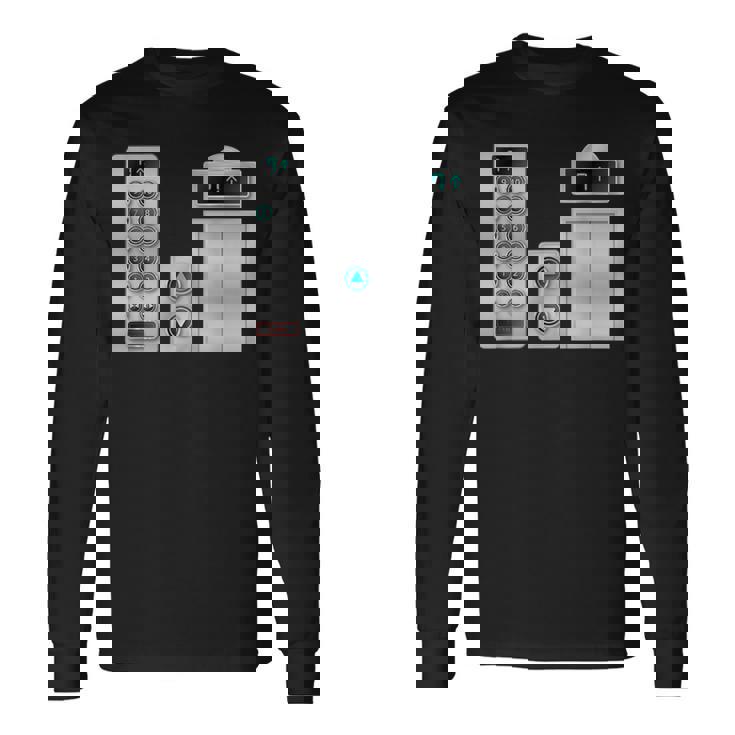 ハロウィンコスチューム、クールなエレベーターボタンアート 長袖Tシャツ