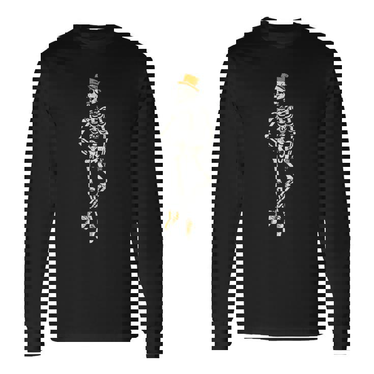 ハロウィンスケルトンタップダンス バレエダンス先生 長袖Tシャツ