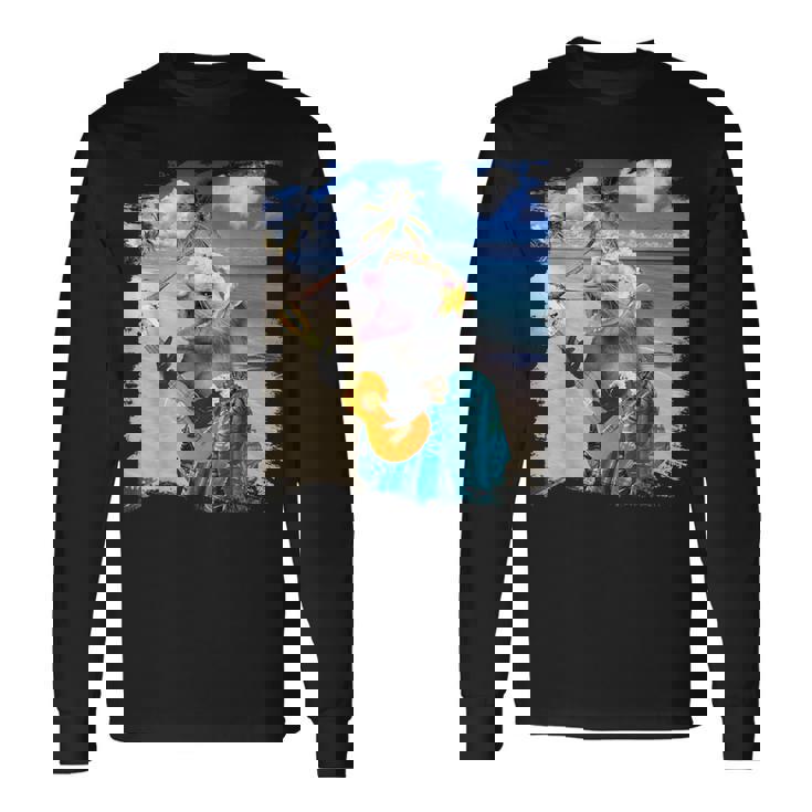 ハワイのトロピカルポッサム、アロハオポッサム。 長袖Tシャツ