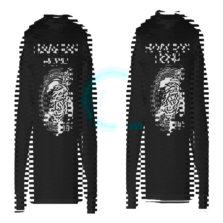 ハワイアン ホヌ ポリネシア トライバル ウミガメ ハワイ エスト 1959 長袖Tシャツ