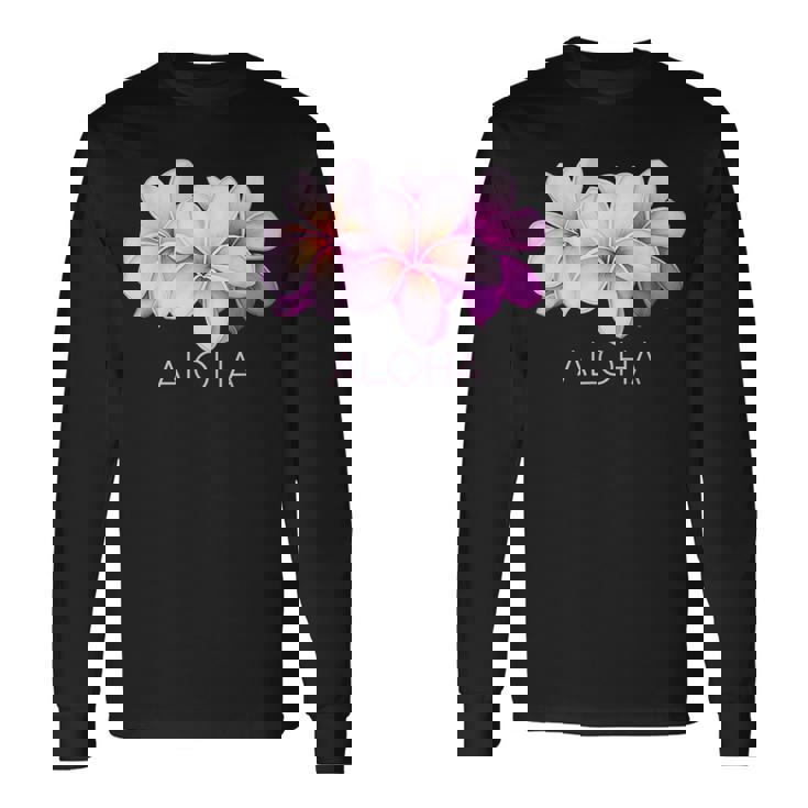 ハワイアンアロハプルメリアアート 長袖Tシャツ