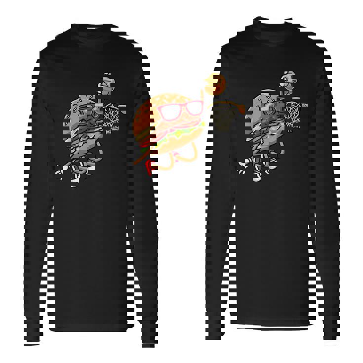 ハンバーガー バスケットボール ファーストフード バスケットボール選手 長袖Tシャツ