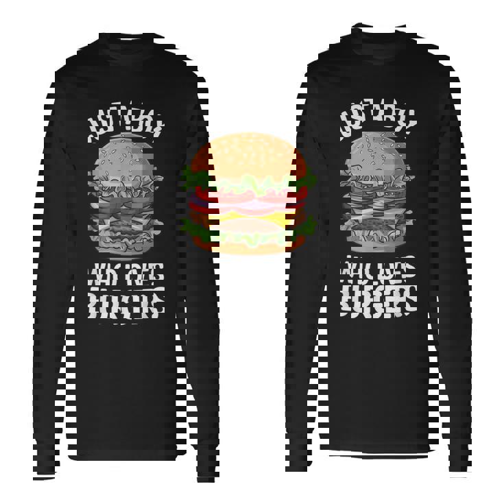 ハンバーガーが大好きな少年 おもしろハンバーガー好き 長袖Tシャツ ギフトのアイデア