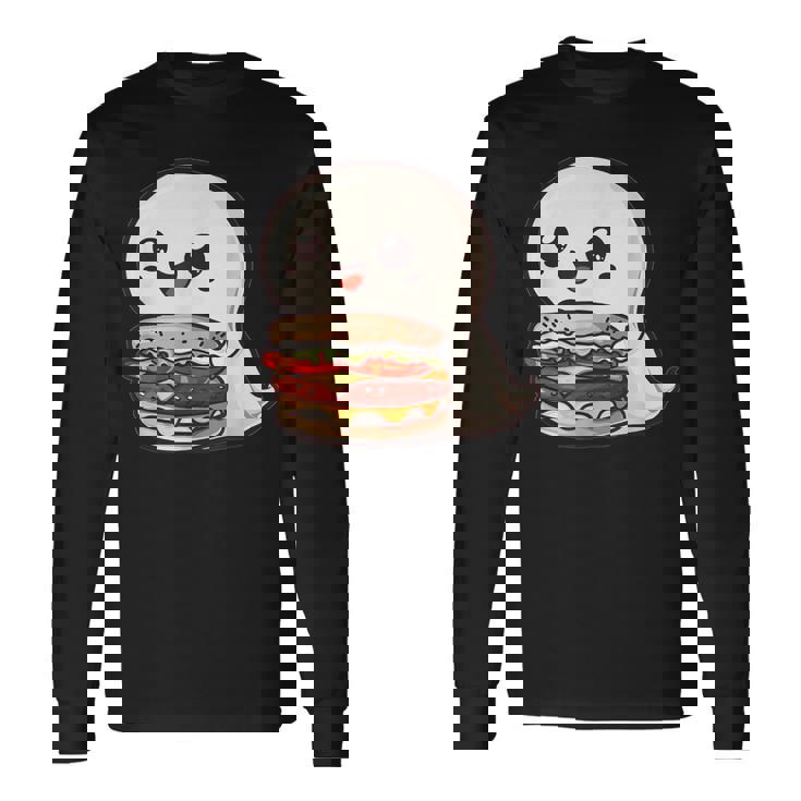 ハンバーガーとかわいいおばけ 長袖Tシャツ ギフトのアイデア