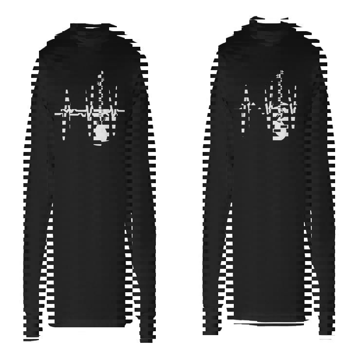 ハートビート ギター好き クラシックギター クラシック音楽 アコースティックギター ギター部 ジャズ音楽 ギター 長袖Tシャツ