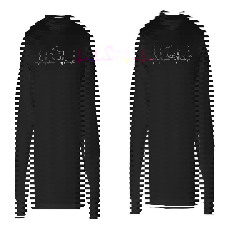 ハートビート コーギー ウェルシュ・コーギー コーギー好き 愛犬家 心電図 犬の飼い主 コーギーの飼い主 犬好き 犬 長袖Tシャツ