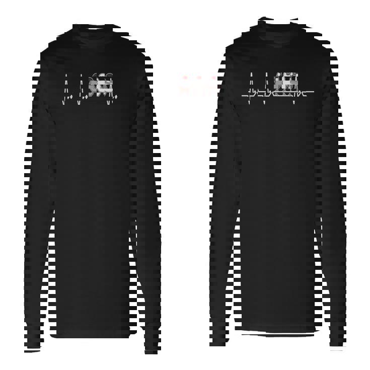 ハートビート 文鳥好き 文鳥の飼い主 文鳥 クリーム文鳥 白文鳥 桜文鳥 シルバー文鳥 ごま塩文鳥 長袖Tシャツ ギフトのアイデア