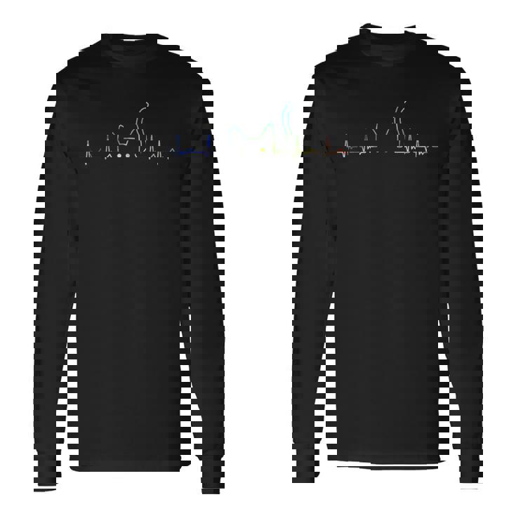 ハートビート 猫好き ねこ好き ネコ好き ハートビート猫 猫の飼い主 心電図 おもしろ 可愛い ねこ ネコ 猫 長袖tシャツ 長袖Tシャツ