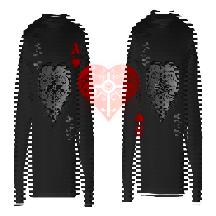 ハートポーカーエースi テキサスホールデムカジノカードケース ポーカー 長袖tシャツ 長袖Tシャツ