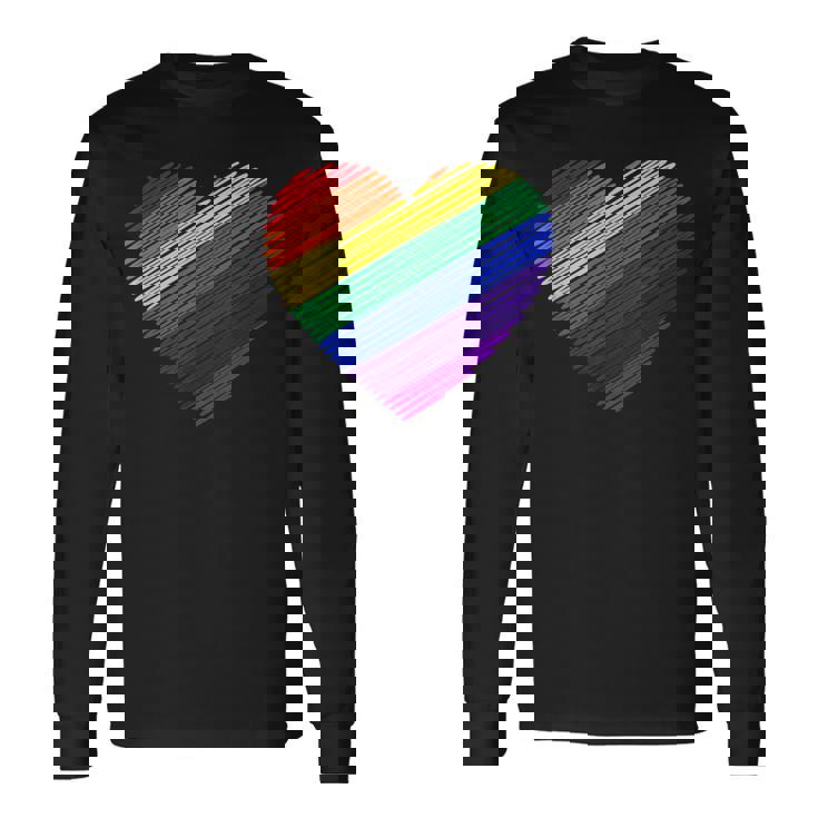 ハート・イン・ザ・カラーズ・オブ・ザ・レインボー 長袖Tシャツ