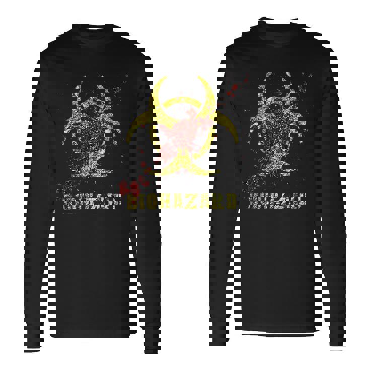 バイオハザード 感染 感染サイン ゾンビ血のはね付き 長袖Tシャツ