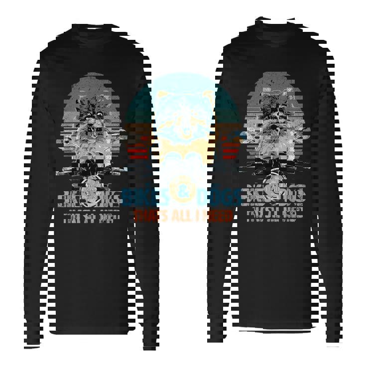 バイク&犬 かわいいポメラニアン ポメラニアン オートバイ 長袖Tシャツ