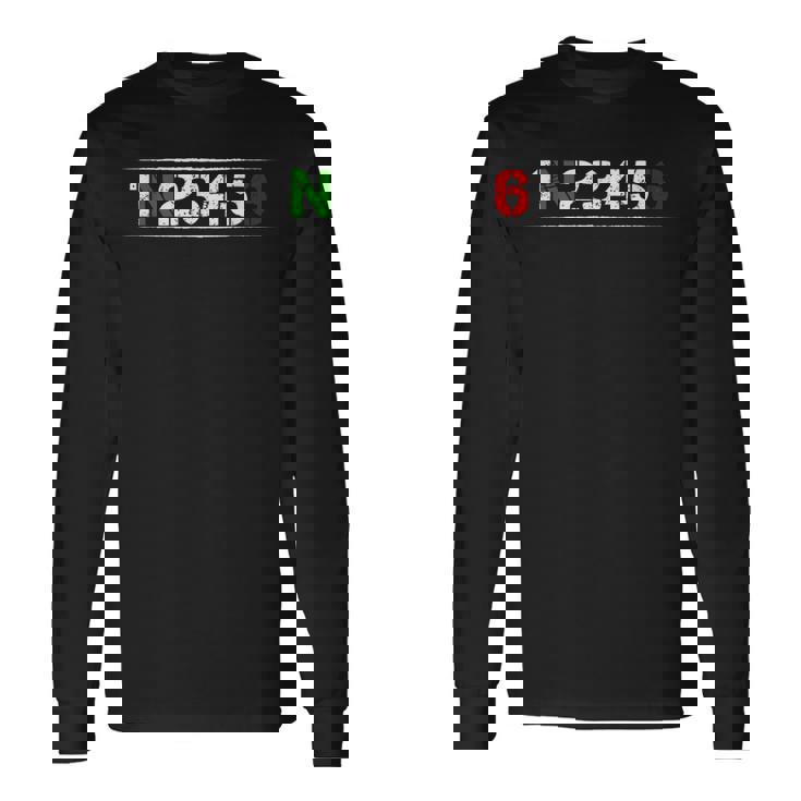 バイク ギアシフト 1N23456 バイク バイカー ツアー 長袖Tシャツ