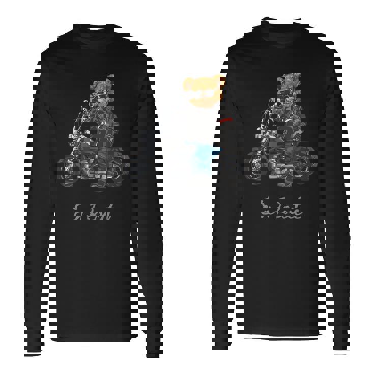 バイク クラシック オートバイ 熊 クルーザー 長袖Tシャツ