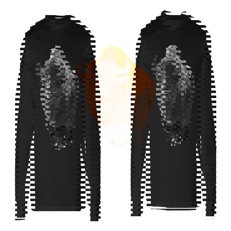 バイソン ヨーロッパバイソン 野牛 アメリカバイソン アメリカンバッファロー 長袖Tシャツ