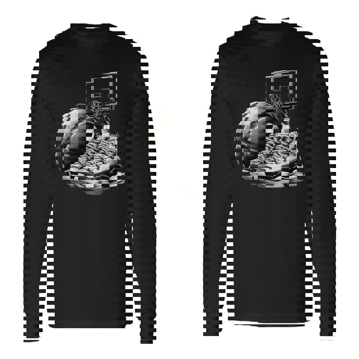 バスケットボール選手の夢 スニーカー ボール スラムダンク 長袖Tシャツ ギフトのアイデア