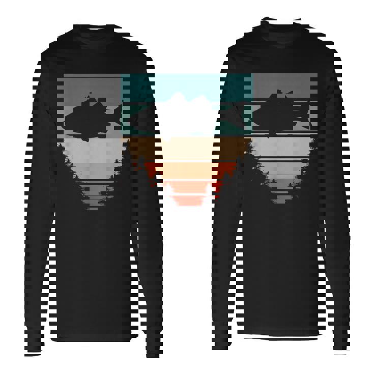 バス釣り森レトロオオクチバスフィッシャーマン 長袖Tシャツ