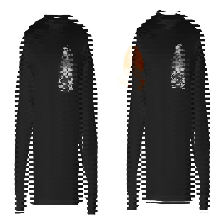 バセットハウンド愛好家のためのファニーバセットハウンド ポケットの中のバセットハウンド 長袖Tシャツ