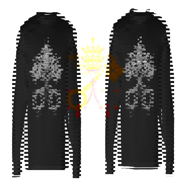 バチカン市の旗 アームコート ローマ セントペターズスクエア 長袖Tシャツ