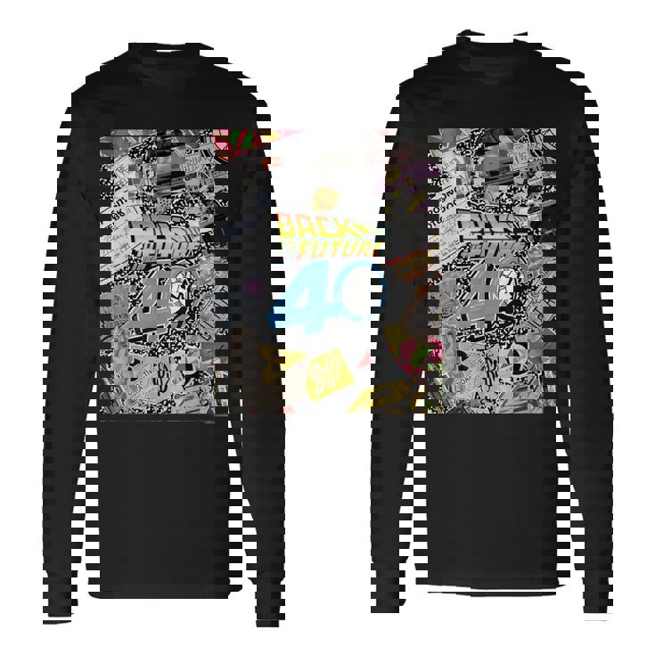 バック・トゥ・ザ・フューチャー 40周年記念ステッカー コラージュ 長袖Tシャツ