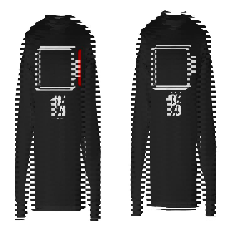 バッテリー 1 残り1 バッテリー切れtシャツ バッテリー残量が少ない 長袖Tシャツ