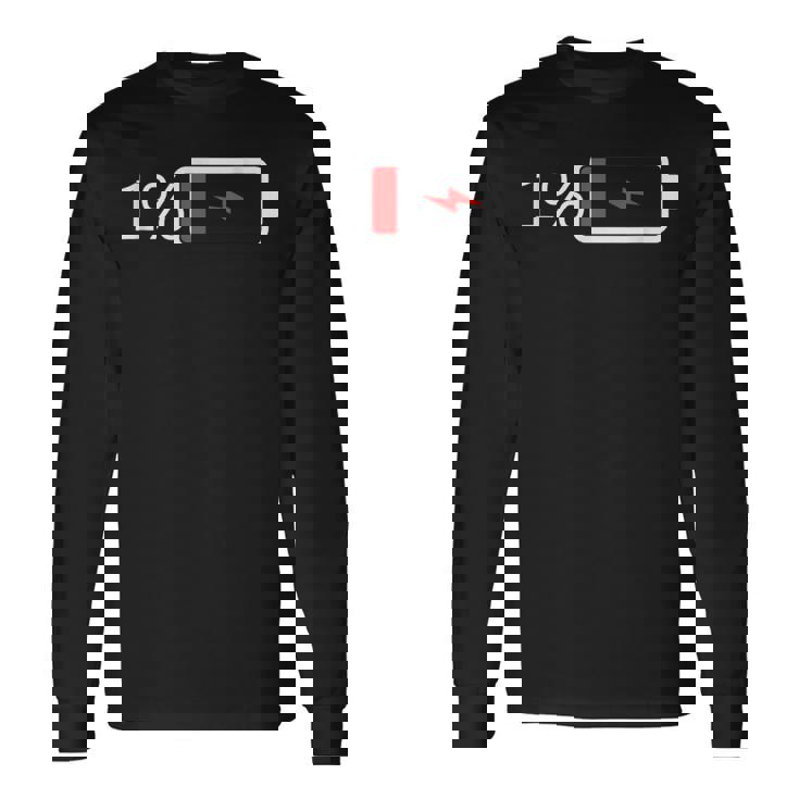 バッテリー1 – バッテリー1 I おもしろ低エネルギーパーセント 長袖Tシャツ