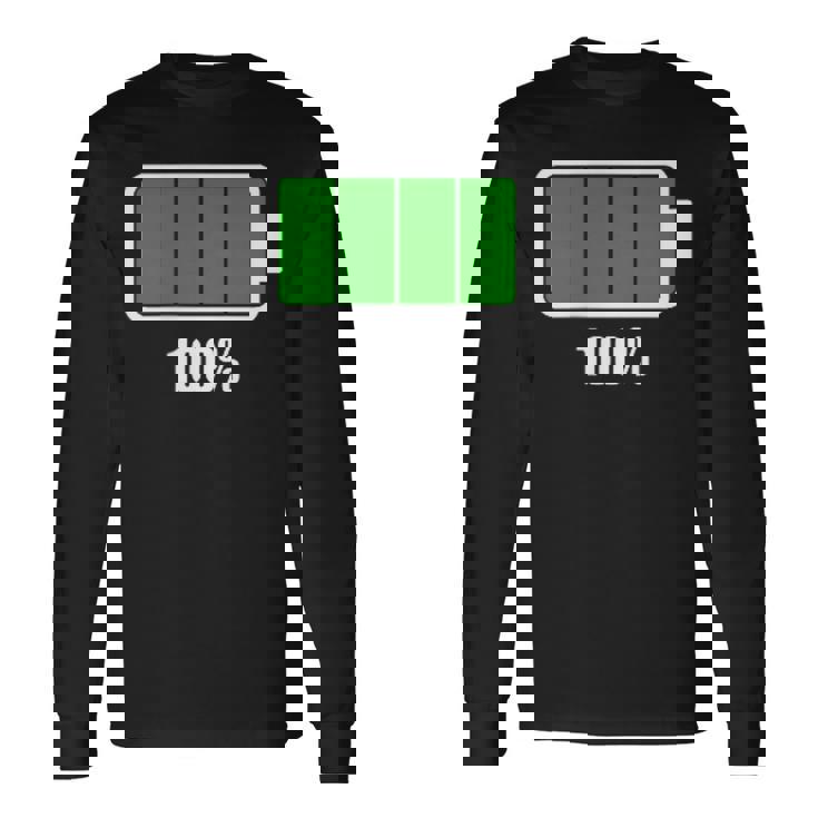 バッテリー100シャツ バッテリーハートフル充電バッテリーフル。 長袖Tシャツ