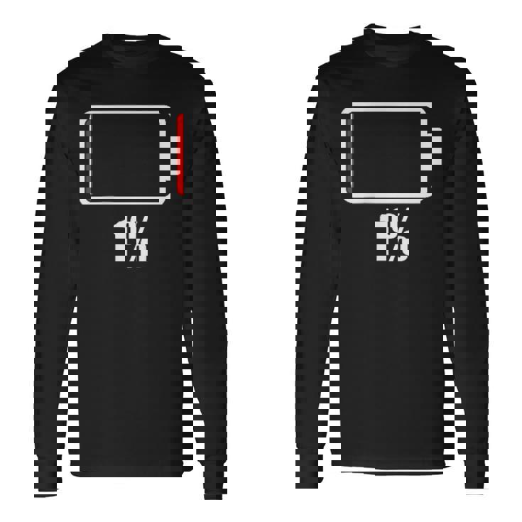 バッテリー1シャツ。バッテリーハート。充電済みバッテリーは空です。 長袖Tシャツ