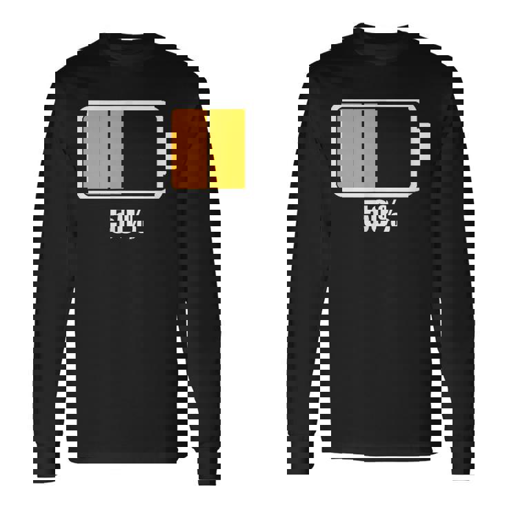 バッテリーハーフ残量50 バッテリーデッドtシャツ バッテリー残量が少ない 長袖Tシャツ