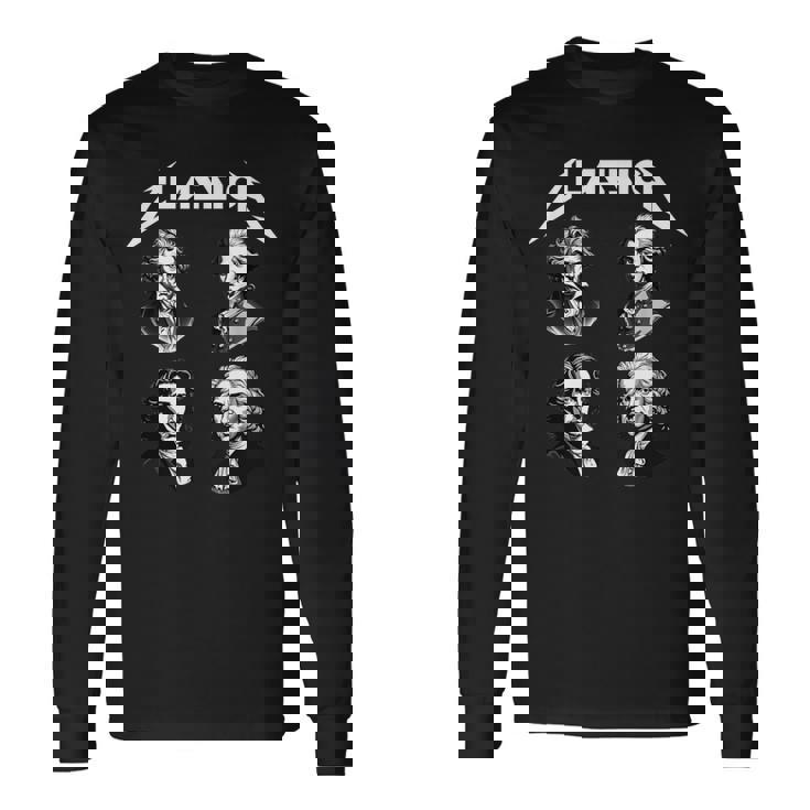 バッハ ベートーヴェン ショパン モーツァルト 面白い クラシック音楽 作曲家 長袖Tシャツ