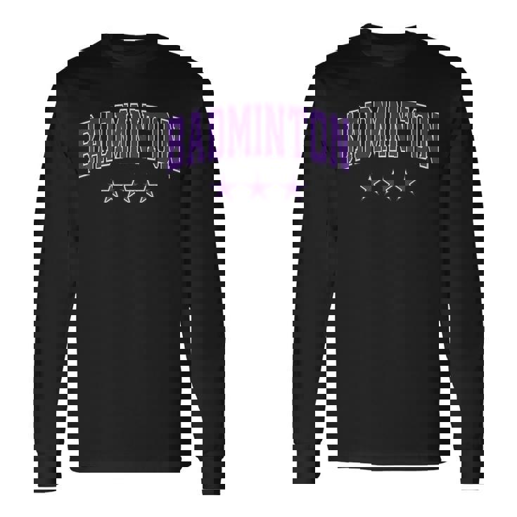 バドミントン オールパープル スター クラシック レトロ 代表チームのテキスト 長袖Tシャツ