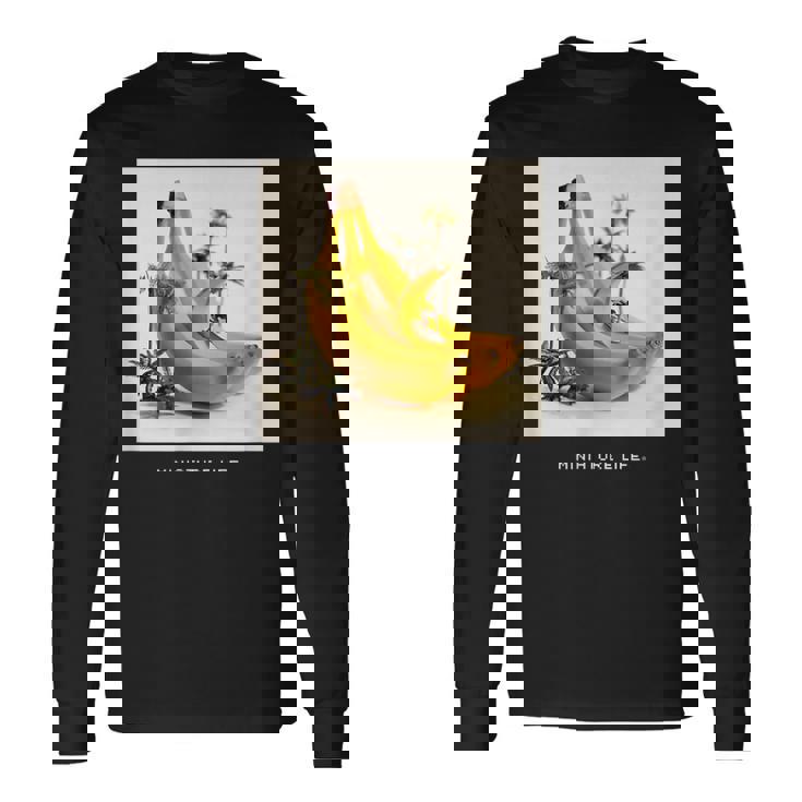 バナナの波はよく滑る 長袖Tシャツ