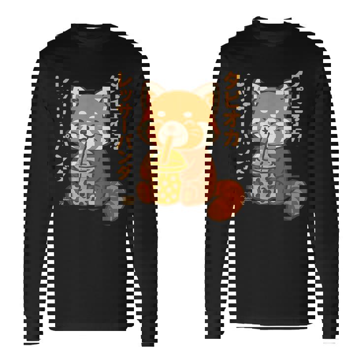 バブルティー レッサーパンダ ボバ カワイイ タピオカ アニメ かわいい 長袖Tシャツ