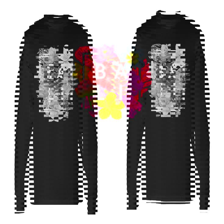 バリの花 ワードアート バリ島インドネシア土産 長袖Tシャツ