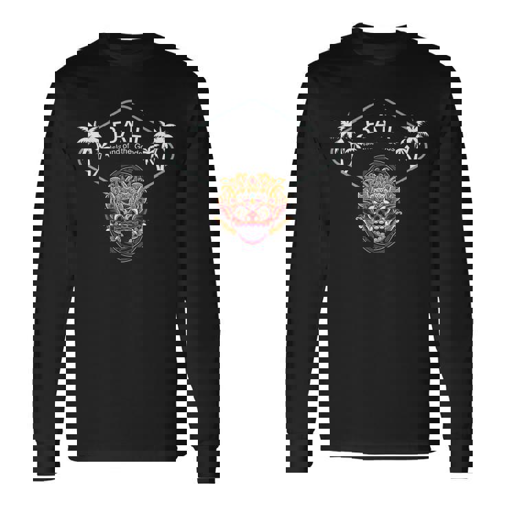 バリ島 バロンマスク 寺 ヤシの木 インドネシア 島 ウブド ギフト ジャワ島 ヌサ ペニダ お土産 サーフ ビーチ 長袖Tシャツ