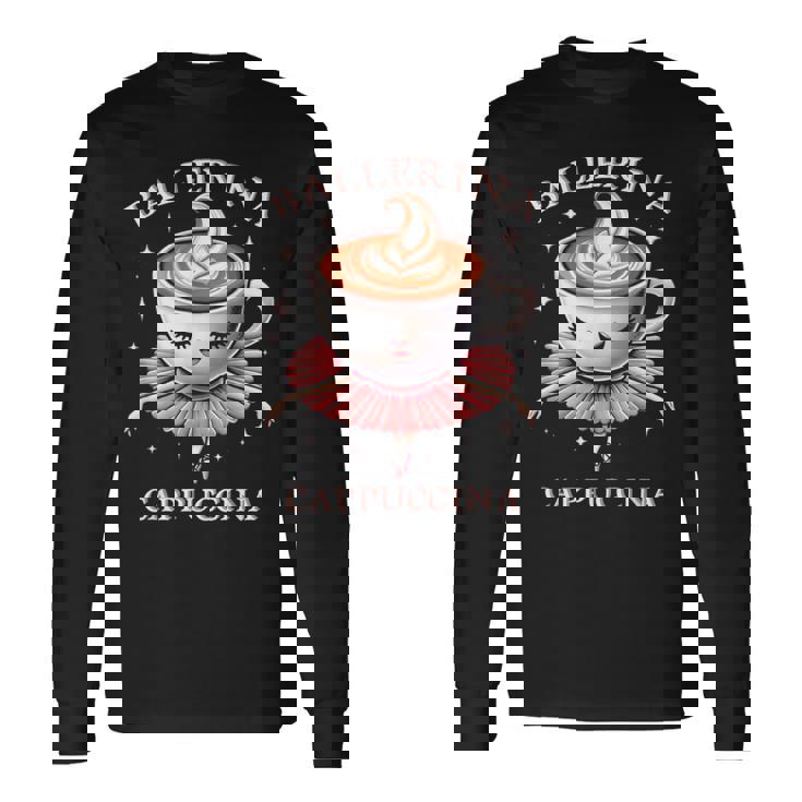 バレリーナ カプチーノ おもしろスローガン イタリアンブレイン レッド 長袖Tシャツ