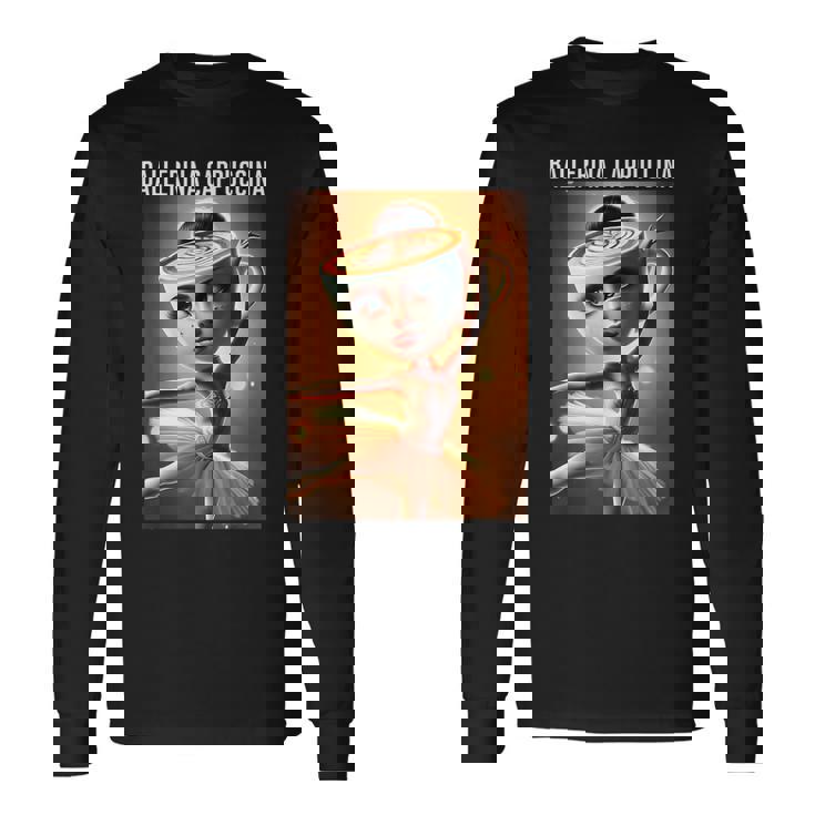 バレリーナ カプチーノ 面白い イタリアン ブレイン レッド 長袖Tシャツ